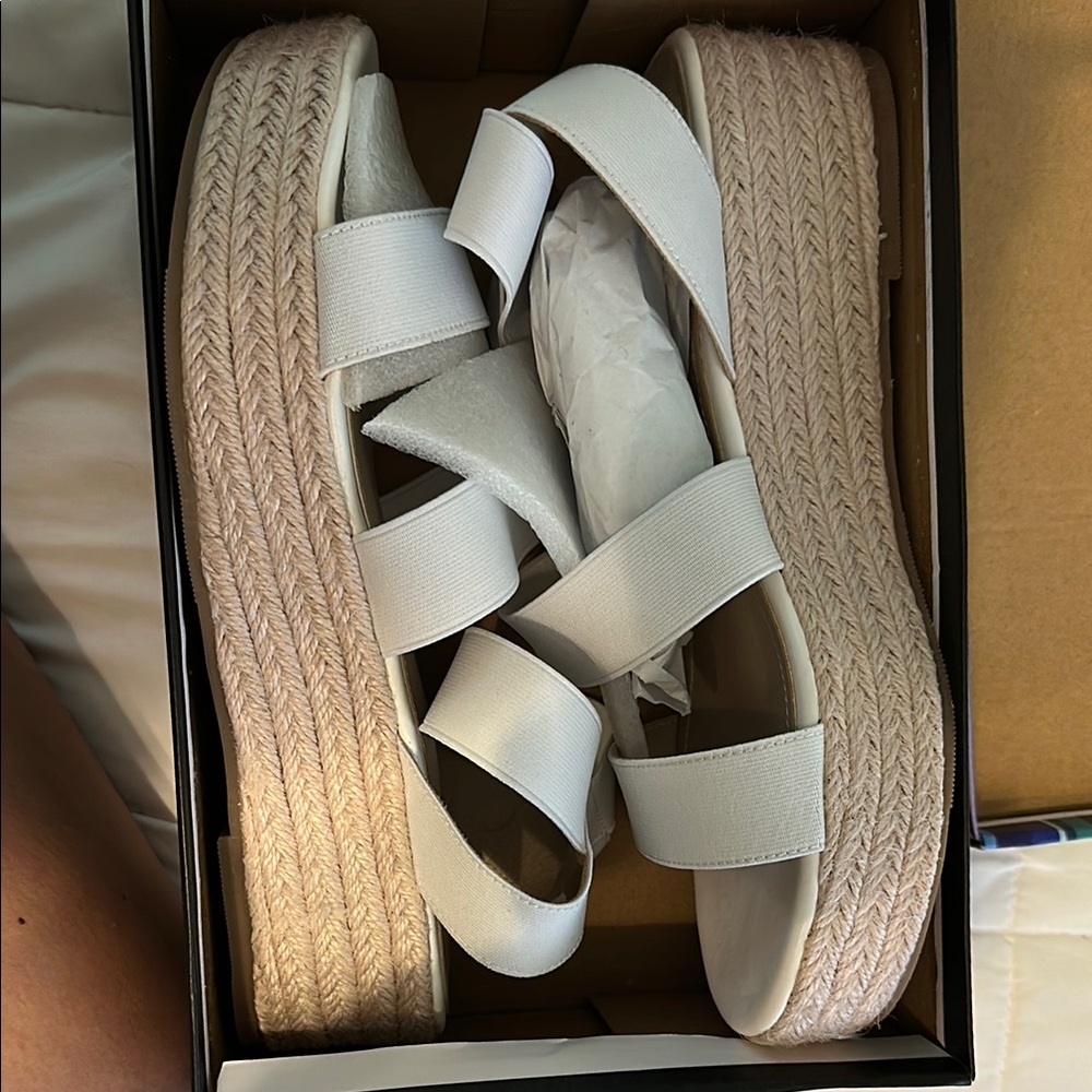 White Espadrille Platform Sandals
